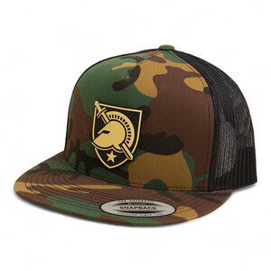 Army Black Knights 3D Snapback Flat Bill Trucker Hat- Army Camo/ Black